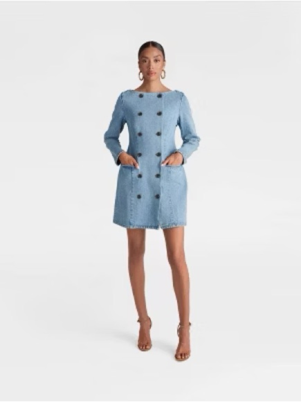 Light Blue Double-Breasted Mini Dress